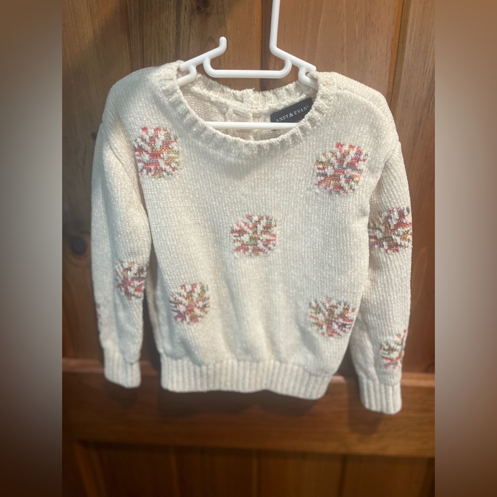 Andy & Evan Cream Sweater with Colorful Snowflakes
